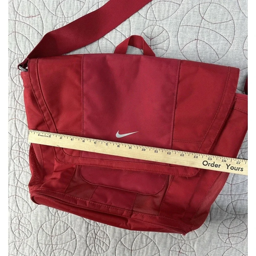 VTG Nike Center Swoosh Red Nylon Laptop Side bag‎ Satchel